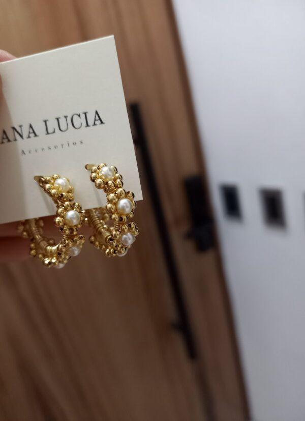 Arracadas Florecitas Dorado-Perla
