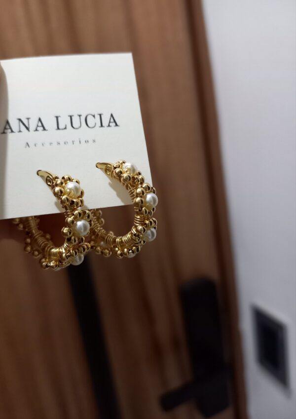 Arracadas Florecitas Dorado-Perla