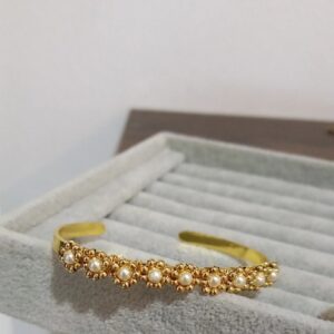 Brazalete Flores Dorado/Perla: imagen 2