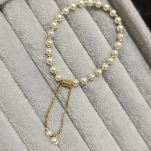 Pulsera Ajustable Perlas-Dorado