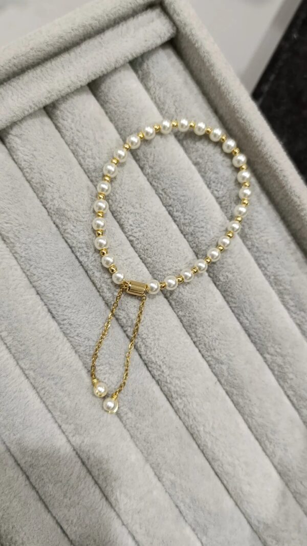 Pulsera Ajustable Perlas-Dorado